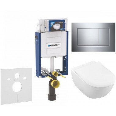 GEBERIT Kombifix súprava 5v1 - inštalačný modul, závesné WC s DirectFlush a Softclose sedátko VILLEROY & BOCH Subway 2.0, tlačít