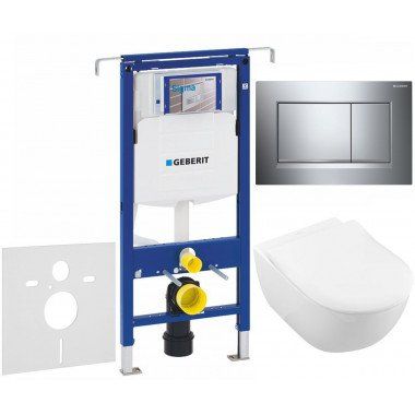 GEBERIT Duofix Special súprava 5v1 - inštalačný modul, závesné WC s DirectFlush a Softclose sedátko VILLEROY & BOCH Subway 2.0, 
