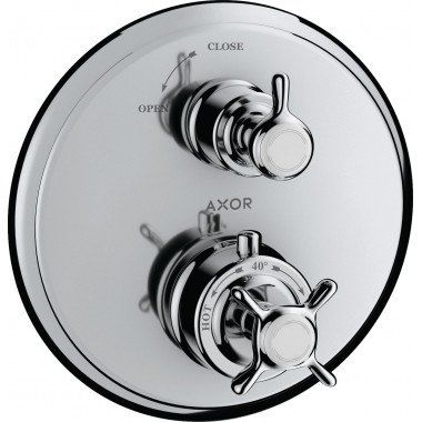 AXOR Montreux termostat s podomietkovou inštaláciou, s uzatváracím ventilom, s rukoväťou v tvare kríža, pre 1 výstup, chróm, 168
