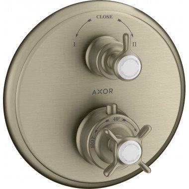 AXOR Montreux termostat s podomietkovou inštaláciou, s uzatváracím a prepínacím ventilom, s rukoväťou v tvare kríža, pre 2 výstu